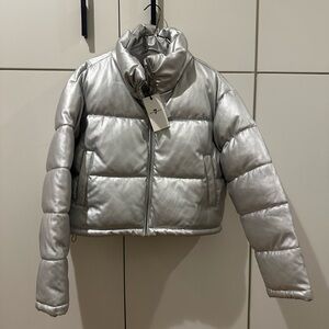 NWT 7 For All Mankind Silver Puffer Jacket